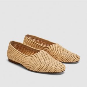 Zara natural colored braided flat shoes
